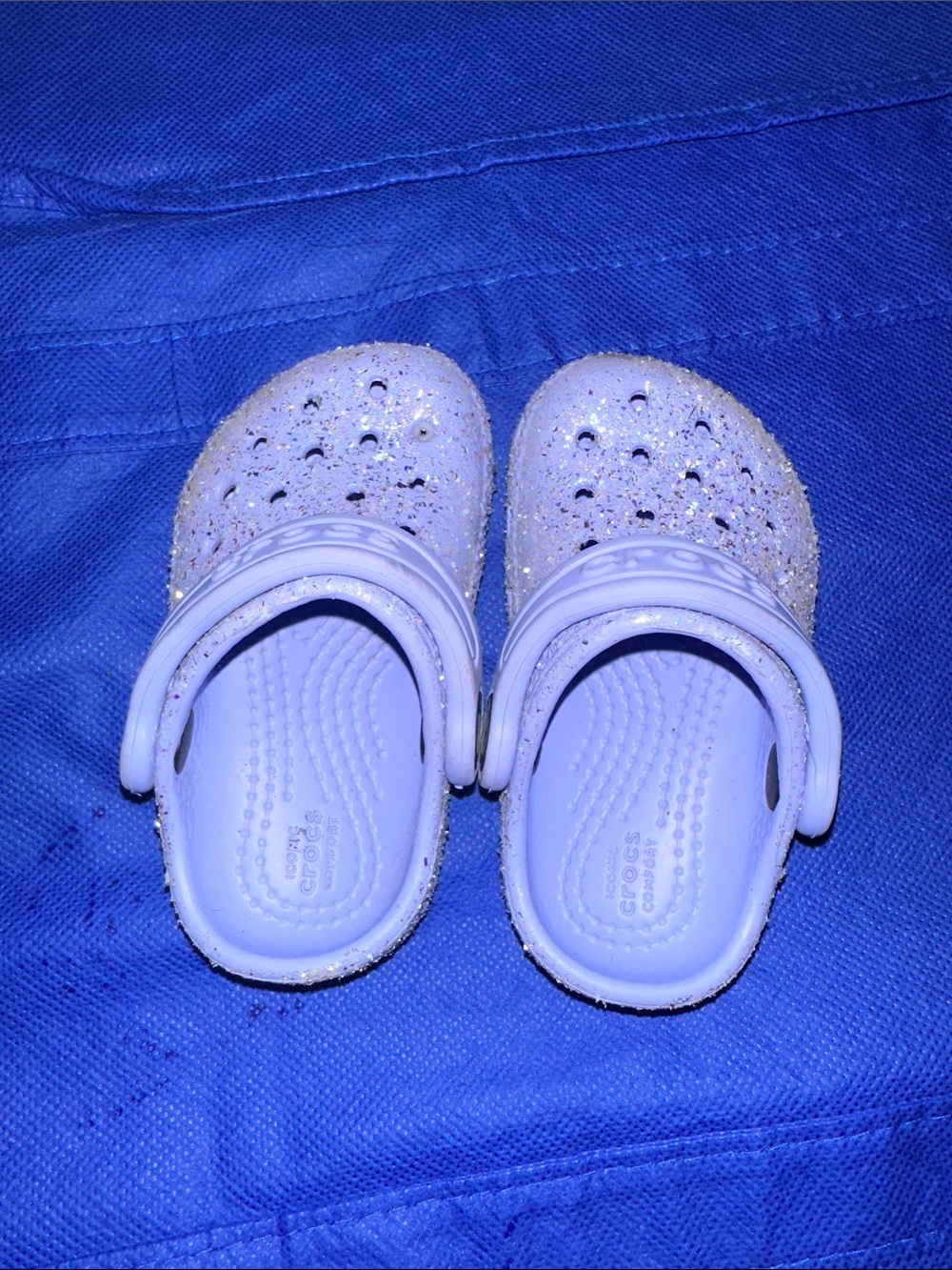 CROCS Kids Lavender Glitter Clogs with Back Strap